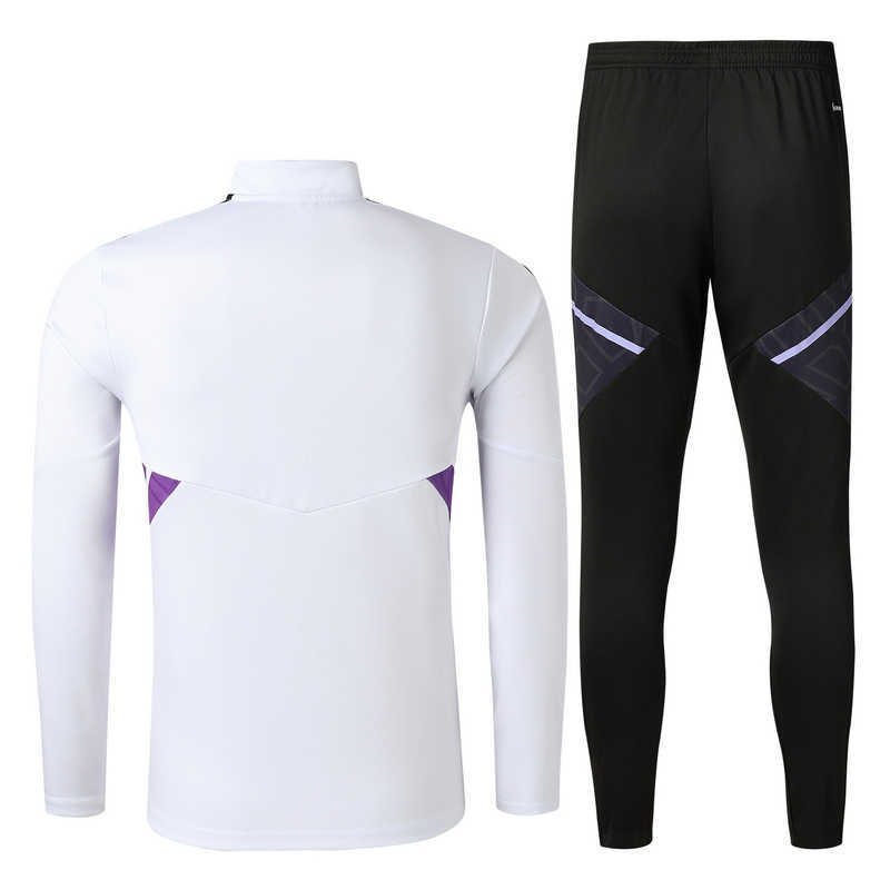 (image for) 2022/23 Real Madridnk WhiteBlack Youth Tracksuit(Neck Zipper) - Click Image to Close