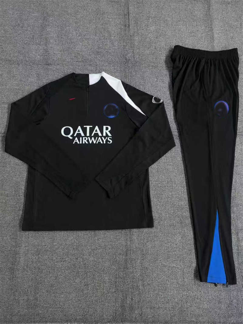 2025/26 Paris Saint-Germaink Black2 Tracksuit(Neck Zipper) (image for) 2025/26 Paris Saint-Germaink Black2 Tracksuit(Neck Zipper)