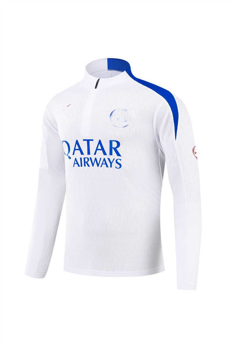 2025/26 Paris Saint-Germaink White Tracksuit(Neck Zipper) (image for) 2025/26 Paris Saint-Germaink White Tracksuit(Neck Zipper)