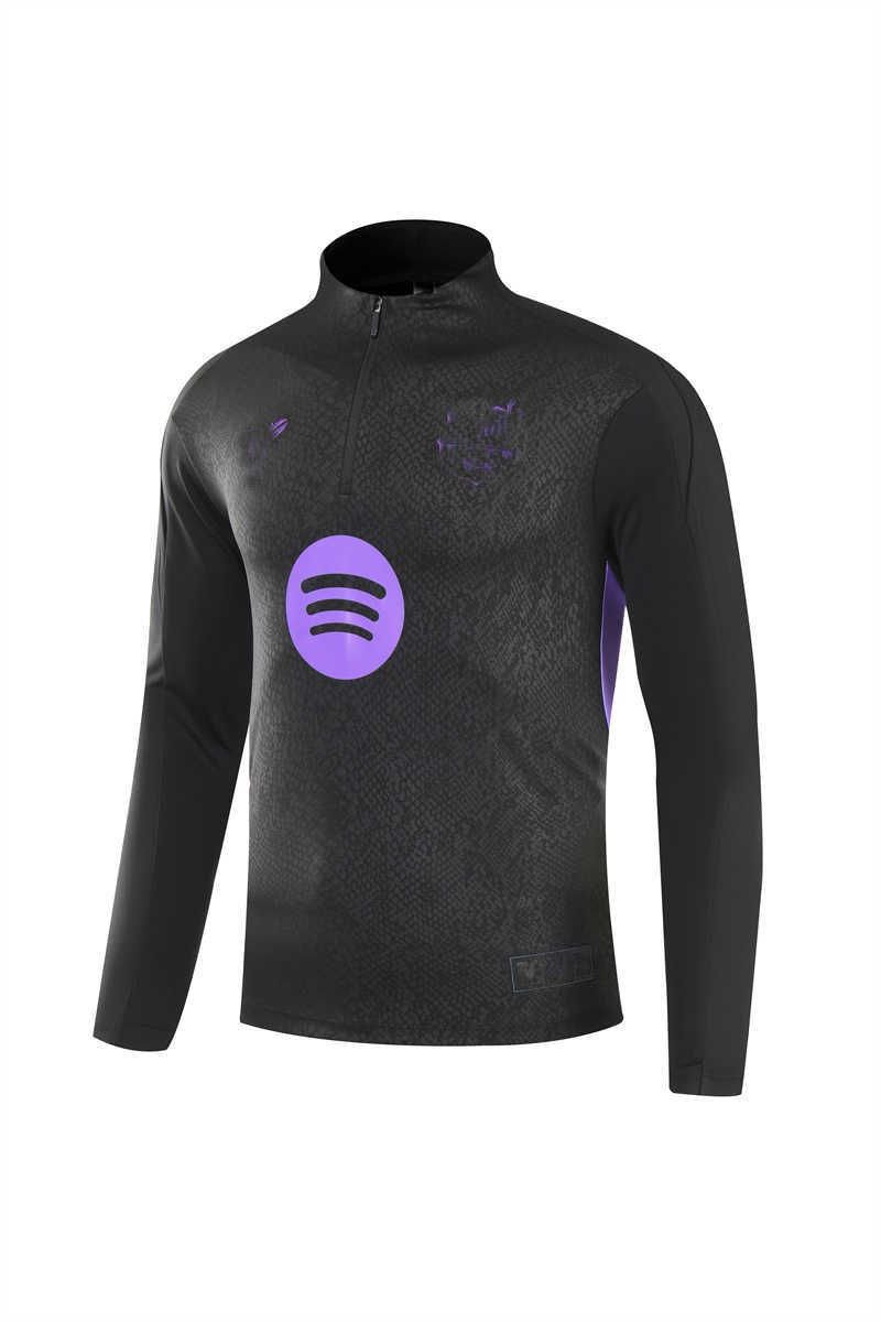 2025/26 Barcelonank Black Youth Tracksuit(Neck Zipper) (image for) 2025/26 Barcelonank Black Youth Tracksuit(Neck Zipper)