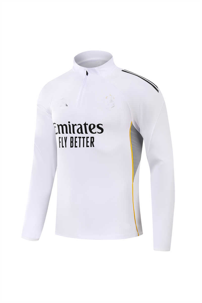 2025/26 Real Madridnk White Youth Tracksuit(Neck Zipper) (image for) 2025/26 Real Madridnk White Youth Tracksuit(Neck Zipper)